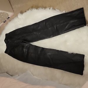 Collezione 100% leather pants black fully lined 100% nylon straight leg …2 EUC